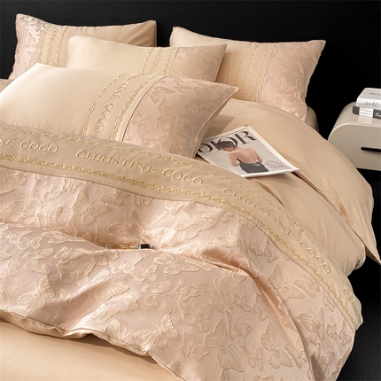 91家纺网 家纺一手货源 找家纺 （总）床绮 2025新款水洗真丝提花春日集四件套