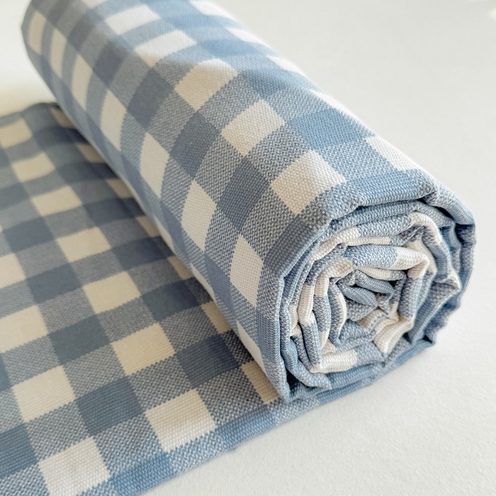 91家纺网 家纺一手货源 找家纺 晓时候 2025原棉老粗布床单凉席三件套软凉席子单床单 蓝小格