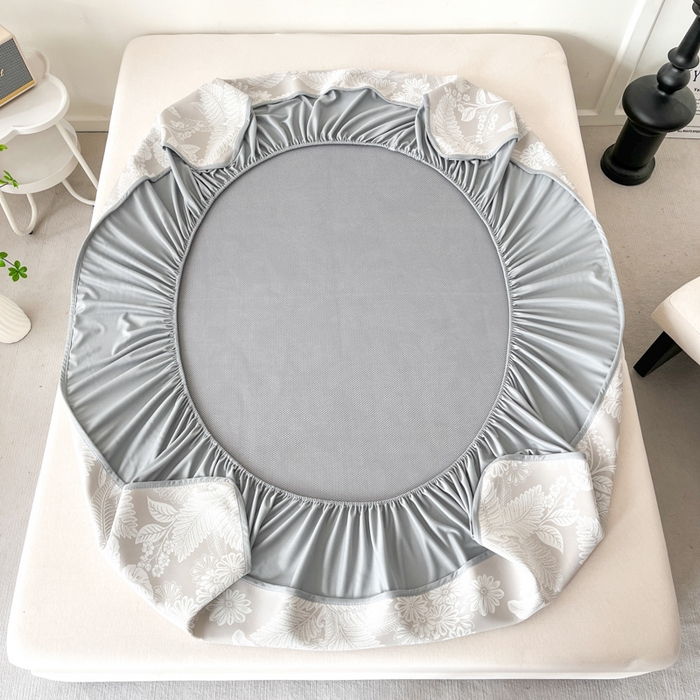 91家纺网 家纺一手货源 找家纺 子曰 2025新款高定版A类PE聚乙烯凉感凉席提花凉席床笠 叶之恋-咖