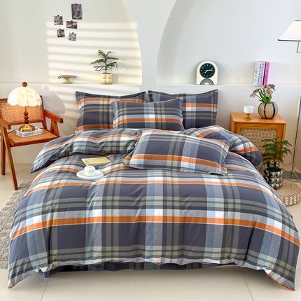 金窝窝家纺 2025新款纯棉水洗棉四件套 意境蓝灰