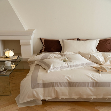 91家纺网 家纺一手货源 找家纺 （总）华超针织2025新款全棉长绒棉贡缎贴边四件套