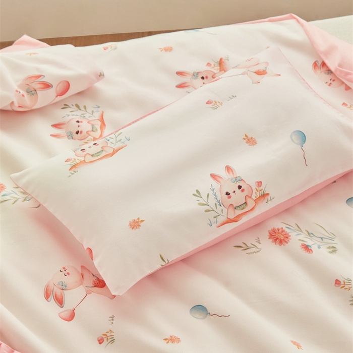 91家纺网 家纺一手货源 找家纺 艾佳宝贝 2025新款A类全棉纯棉儿童单枕套多尺寸可拆式枕头 春日游玩