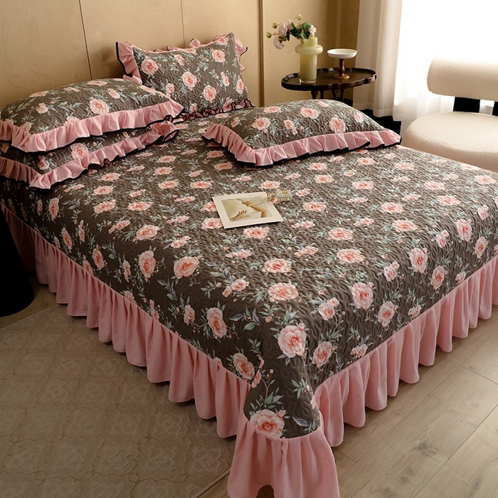 91家纺网 家纺一手货源 找家纺 金盛皇朝家纺 2025新款田园风水洗棉床盖四件套系列 暮色花市