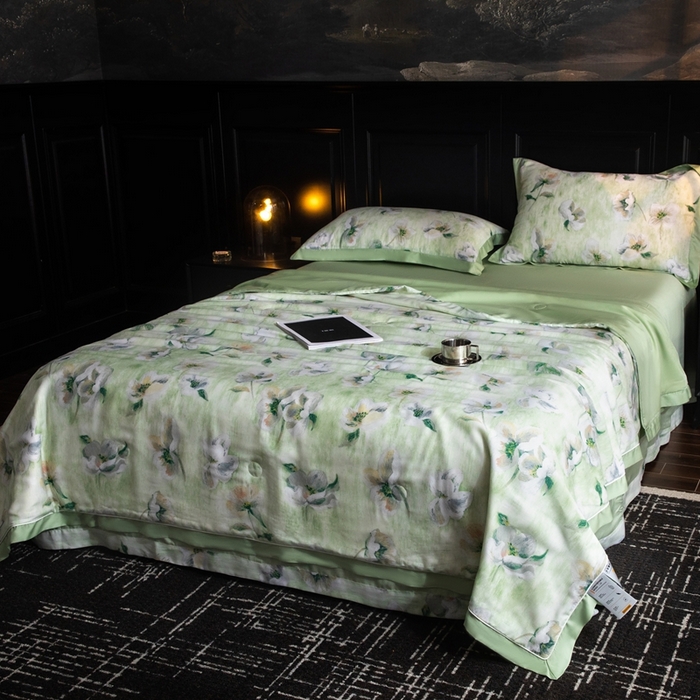 91家纺网 家纺一手货源 找家纺 （总）金喜 2025新款天丝夏被夏凉被薄被子套件数码印花夏被四件套