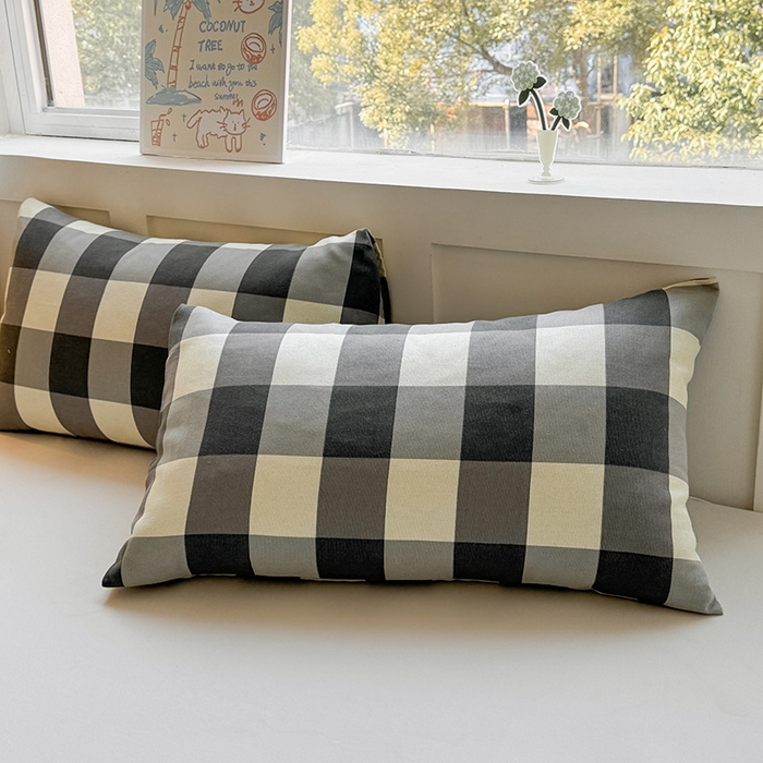 91家纺网 家纺一手货源 找家纺 晓时候 2025原棉老粗布床单凉席三件套软凉席子单床单 黑白格