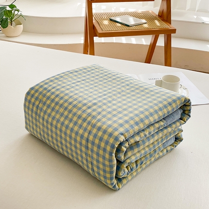 青螺家纺 2025全棉水洗棉格子双面色织新疆棉花被AB版夏凉空调被 格森兰