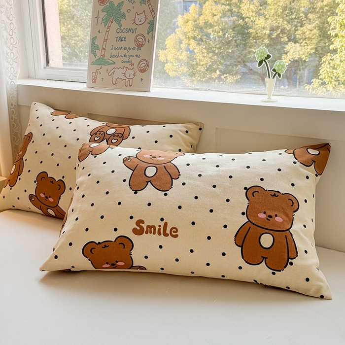 91家纺网 家纺一手货源 找家纺 晓时候 2025原棉老粗布床单凉席三件套软凉席子单床单 饼干熊