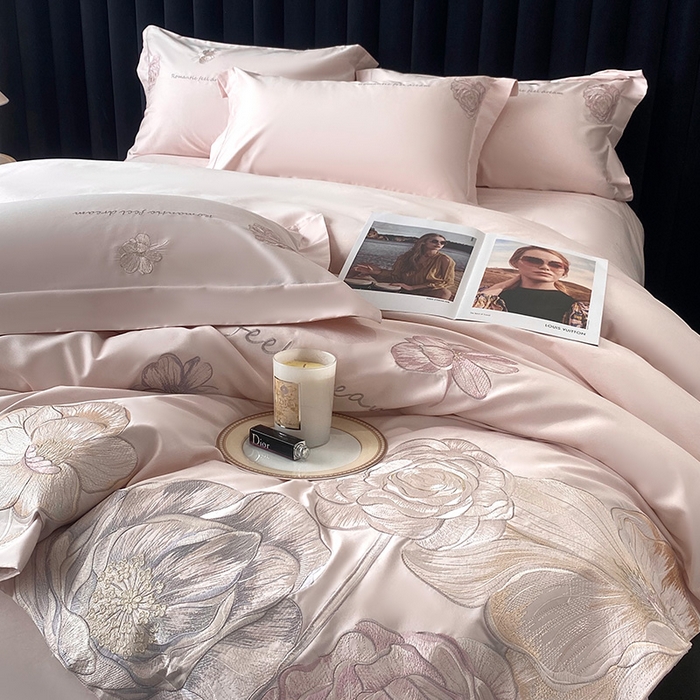 91家纺网 家纺一手货源 找家纺 优悦生活馆 2025新款全棉长绒棉四件套-梦想花园 梦想花园-童话粉