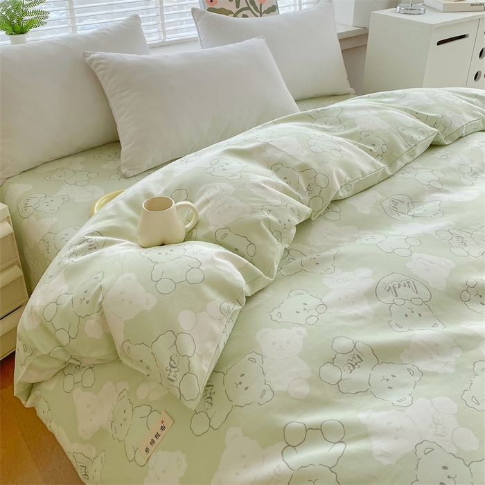 91家纺网 家纺一手货源 找家纺 凯磊2025新款老粗布印花单品被套被套单件 萌熊悠眠