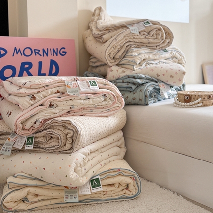 （总）萝莉家纺 2025新款软软糯糯双层皱皱纱单夏被 夏被四件套