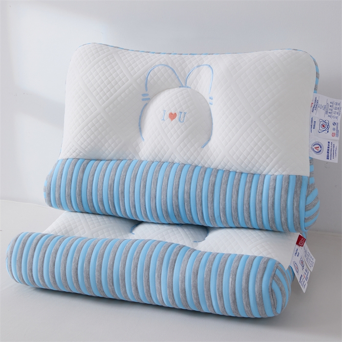 91家纺网 家纺一手货源 找家纺 大熊枕芯 2025新款刺绣款情侣枕 刺绣款情侣枕-蓝低枕一对