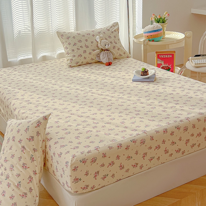 91家纺网 家纺一手货源 找家纺 眠帛家居 2025新款A类水洗皱皱纱印花床笠 蔓蔓