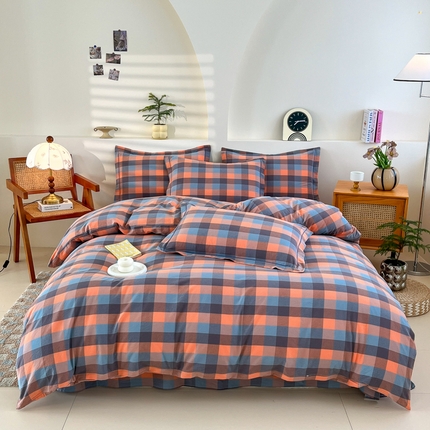 金窝窝家纺 2025新款纯棉水洗棉四件套 三彩格