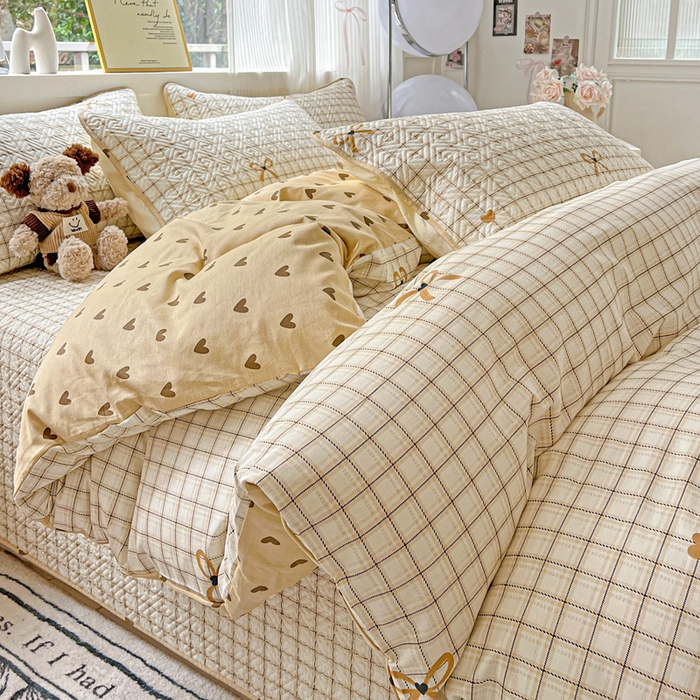 91家纺网 家纺一手货源 找家纺 羽爱家纺 2025新款A类双面全棉印花床盖套件 极简主义