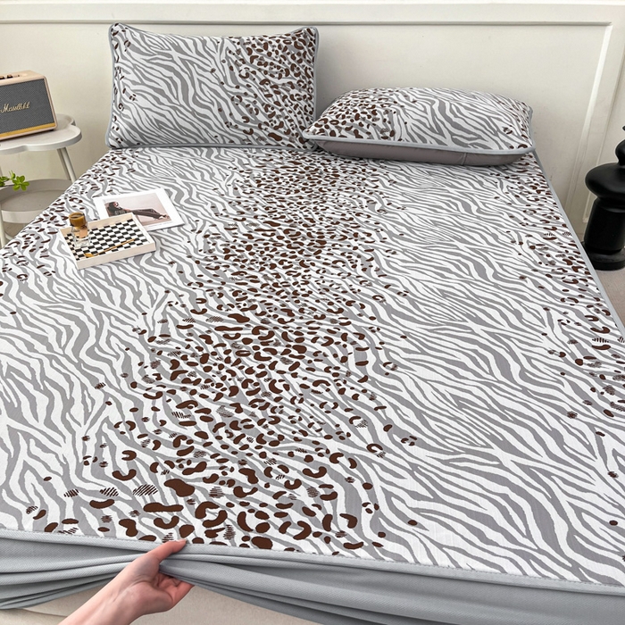 91家纺网 家纺一手货源 找家纺 子曰 2025新款高定版A类PE聚乙烯凉感凉席提花凉席床笠 魅野-灰【床笠款】