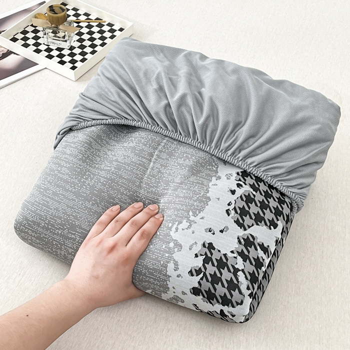 91家纺网 家纺一手货源 找家纺 子曰 2025新款高定版A类PE聚乙烯凉感凉席提花凉席床笠 千鸟格-灰【床笠款】