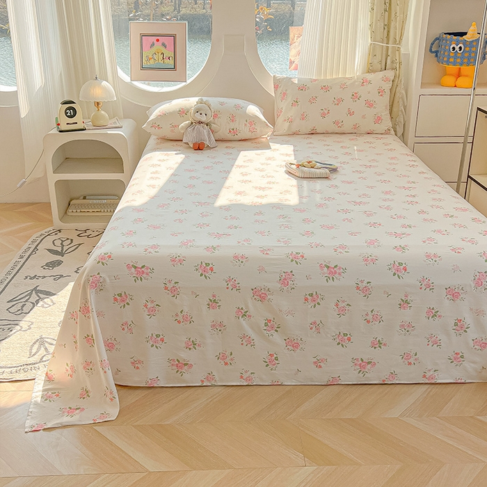 91家纺网 家纺一手货源 找家纺 眠帛家居 2025新款A类水洗皱皱纱印花床单 浪漫