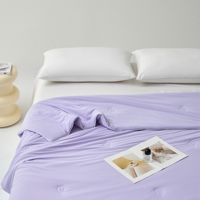 91家纺网 家纺一手货源 找家纺 欧邦 2025新款全消光冰皮凉感锦氨夏被 安娜紫