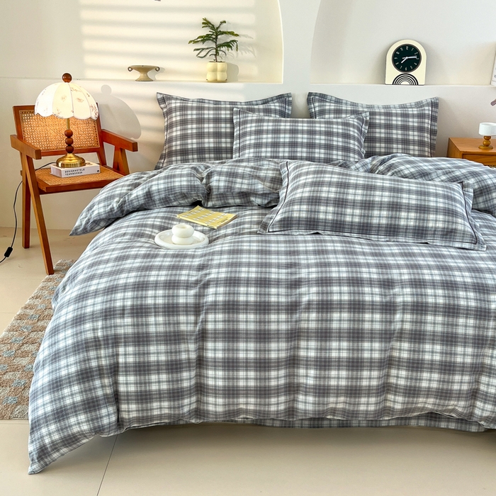 91家纺网 家纺一手货源 找家纺 金窝窝家纺 2025新款纯棉水洗棉四件套 爱锦灰