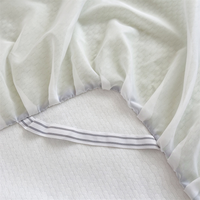 91家纺网 家纺一手货源 找家纺 丝幔家纺 2025新款A类冰豆豆花边款凉席床裙 抹茶绿