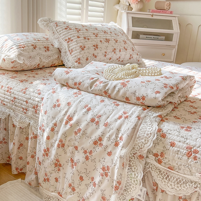 91家纺网 家纺一手货源 找家纺 网红馆（ck家纺） 2025新款天丝印花夹棉床盖夏被四件套 花枝语