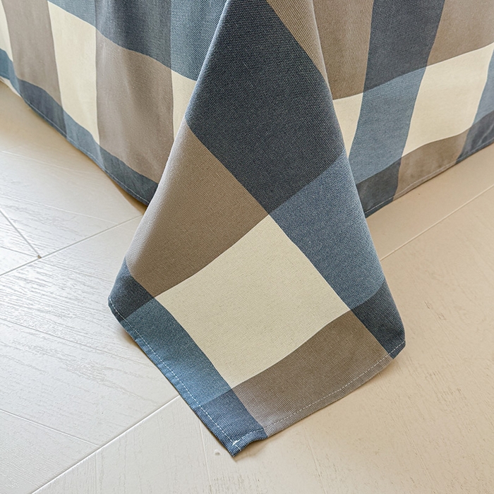 91家纺网 家纺一手货源 找家纺 晓时候 2025原棉老粗布床单凉席三件套软凉席子单床单 蓝咖格