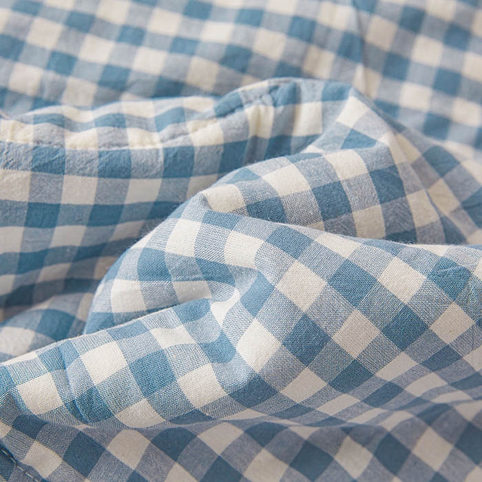 91家纺网 家纺一手货源 找家纺 创优家纺 2025新款无印风格子新疆棉夏被空调被纯棉花被夏被子薄被芯水洗棉包检测 蓝小格