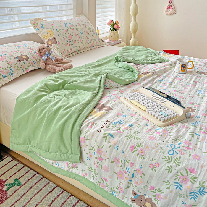 91家纺网 家纺一手货源 找家纺 富艺隆 2025新款水洗棉印花夏被 静谧