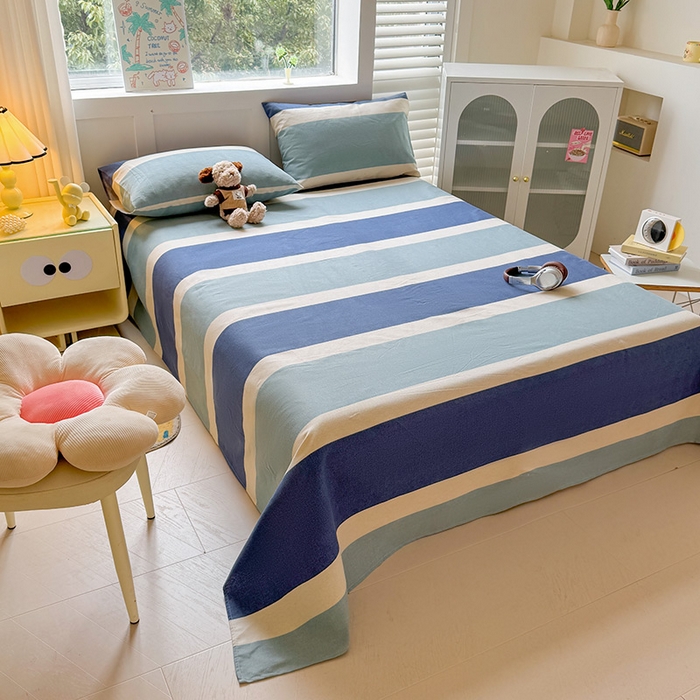 91家纺网 家纺一手货源 找家纺 晓时候 2025原棉老粗布床单凉席三件套软凉席子单床单 简语