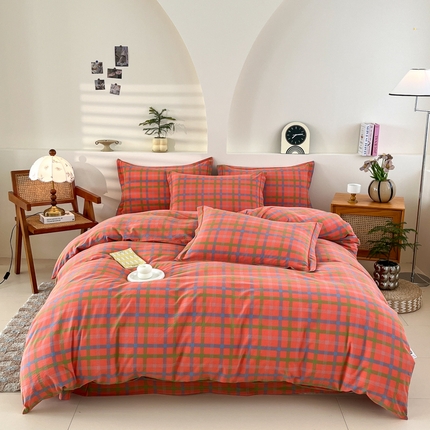 金窝窝家纺 2025新款纯棉水洗棉四件套 优雅橘