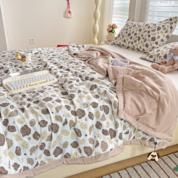 91家纺网 家纺一手货源 找家纺 富艺隆 2025新款水洗棉印花夏被 萌萌狗