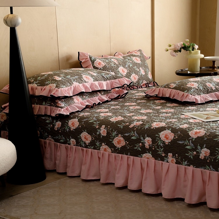 91家纺网 家纺一手货源 找家纺 金盛皇朝家纺 2025新款田园风水洗棉床盖四件套系列 暮色花市