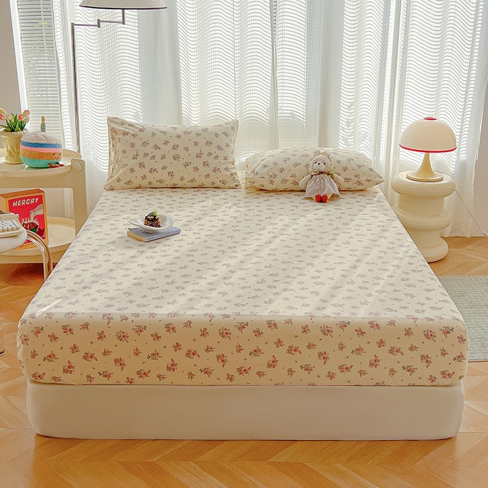 91家纺网 家纺一手货源 找家纺 眠帛家居 2025新款A类水洗皱皱纱印花床笠 蔓蔓