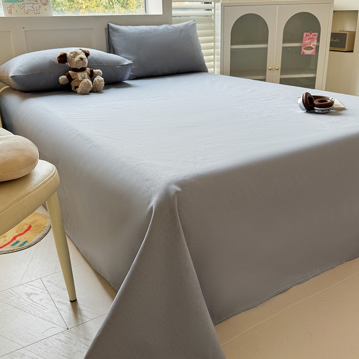 91家纺网 家纺一手货源 找家纺 晓时候 2025原棉老粗布床单凉席三件套软凉席子单床单 高级灰