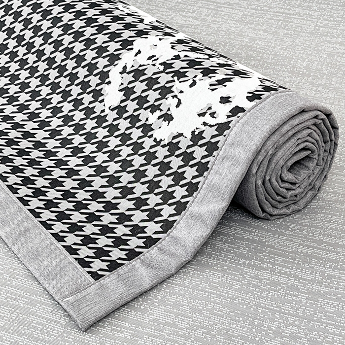 91家纺网 家纺一手货源 找家纺 子曰 2025新款高定版A类PE聚乙烯凉感凉席提花凉席 千鸟格-灰