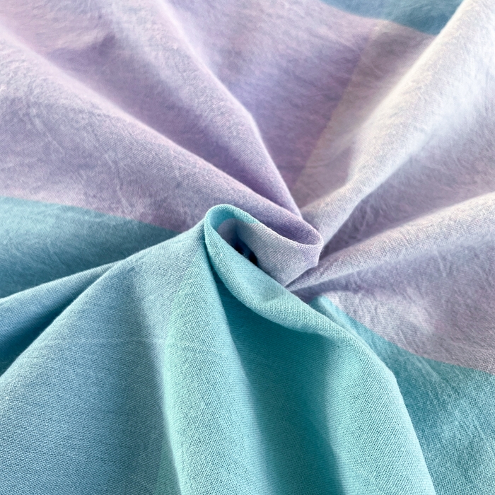 91家纺网 家纺一手货源 找家纺 金窝窝家纺 2025新款纯棉水洗棉四件套 大发格粉蓝