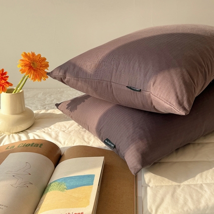 蜜宿 2025新款全棉人字纹枕套 碳灰