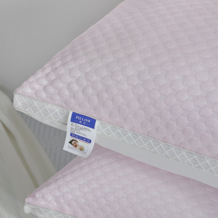 91家纺网 家纺一手货源 找家纺 大熊枕芯  2025新款抗菌防螨冰豆豆枕枕头枕芯 粉色中枕一对