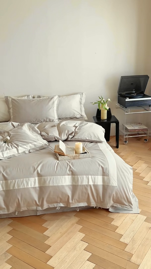 91家纺网 家纺一手货源 找家纺 （总）华超针织2025新款全棉长绒棉贡缎贴边四件套