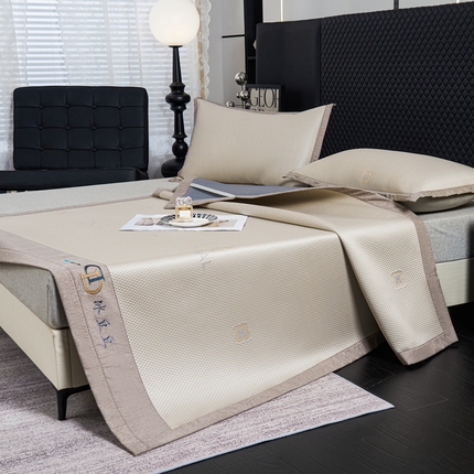 青雅席业 2025年新款凉感因子母婴级凉感丝豆豆席 香奈儿-香槟