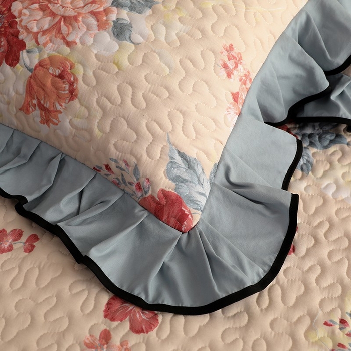 91家纺网 家纺一手货源 找家纺 金盛皇朝家纺 2025新款田园风水洗棉床盖四件套系列 绮梦风雅