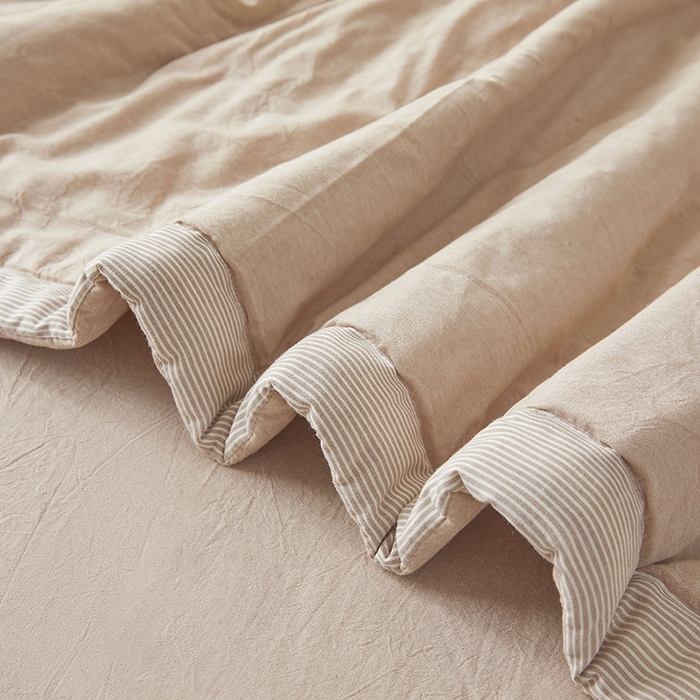 91家纺网 家纺一手货源 找家纺 创优家纺 2025新款无印风格子新疆棉夏被空调被纯棉花被夏被子薄被芯水洗棉包检测 新疆棉-卡其