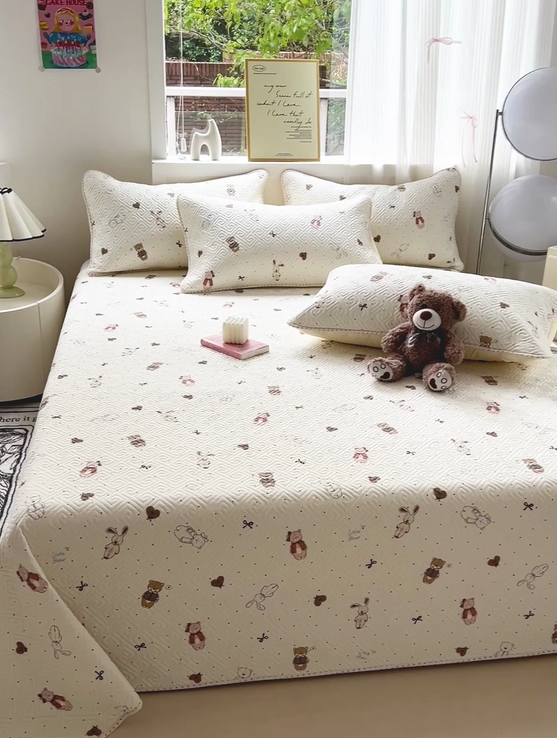 91家纺网 家纺一手货源 找家纺 羽爱家纺 2025新款A类双面全棉印花床盖套件 甜心派对