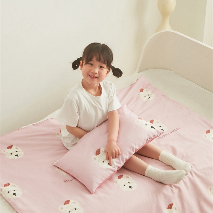 91家纺网 家纺一手货源 找家纺 艾佳宝贝 2025新款A类全棉纯棉儿童单枕套多尺寸可拆式枕头 乖萌小狗