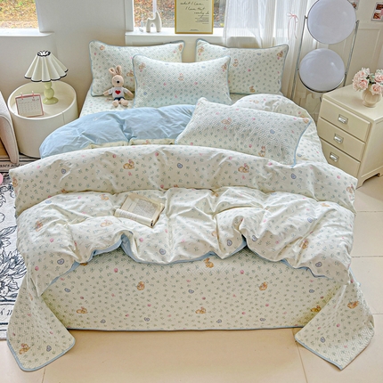 91家纺网 家纺一手货源 找家纺 （总）羽爱家纺 2025新款A类双面全棉印花床盖套件