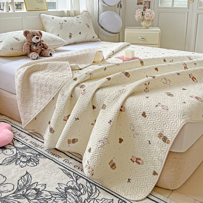 91家纺网 家纺一手货源 找家纺 羽爱家纺 2025新款A类双面全棉印花床盖套件 甜心派对