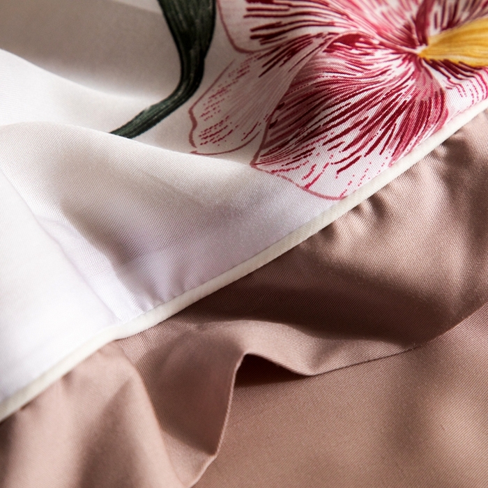 91家纺网 家纺一手货源 找家纺 金喜 2025新款天丝夏被夏凉被薄被子套件数码印花夏被四件套 气泡粉语