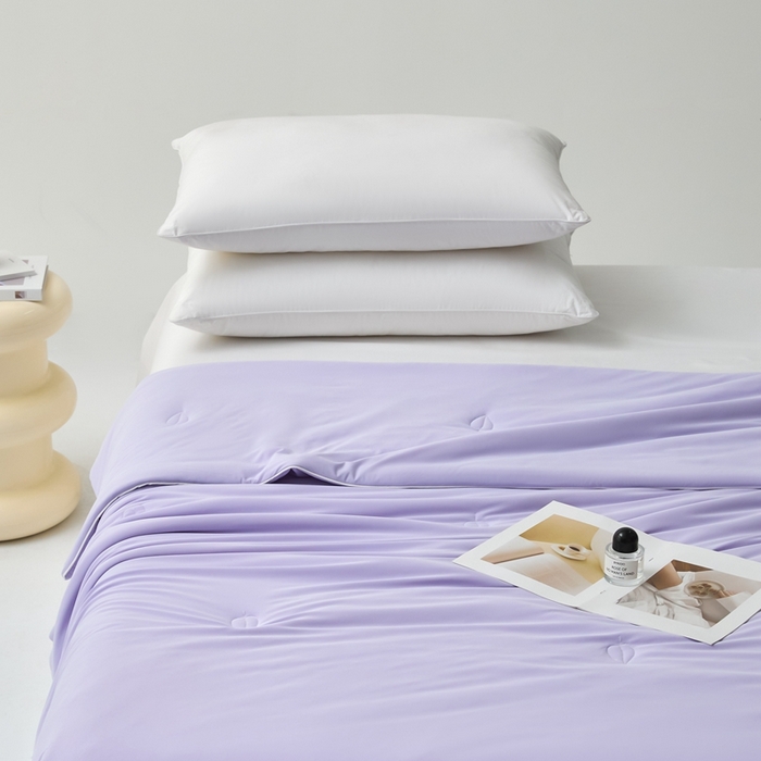 91家纺网 家纺一手货源 找家纺 欧邦 2025新款全消光冰皮凉感锦氨夏被 安娜紫