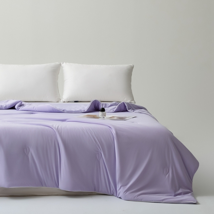 91家纺网 家纺一手货源 找家纺 欧邦 2025新款全消光冰皮凉感锦氨夏被 安娜紫