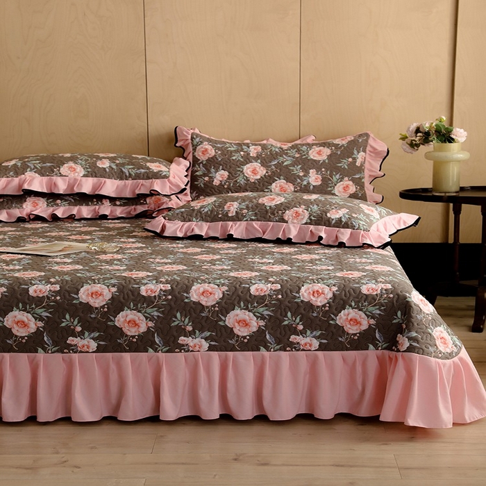 91家纺网 家纺一手货源 找家纺 金盛皇朝家纺 2025新款田园风水洗棉床盖四件套系列 暮色花市